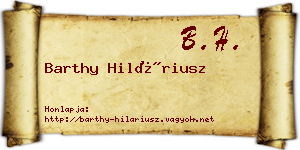 Barthy Hiláriusz névjegykártya